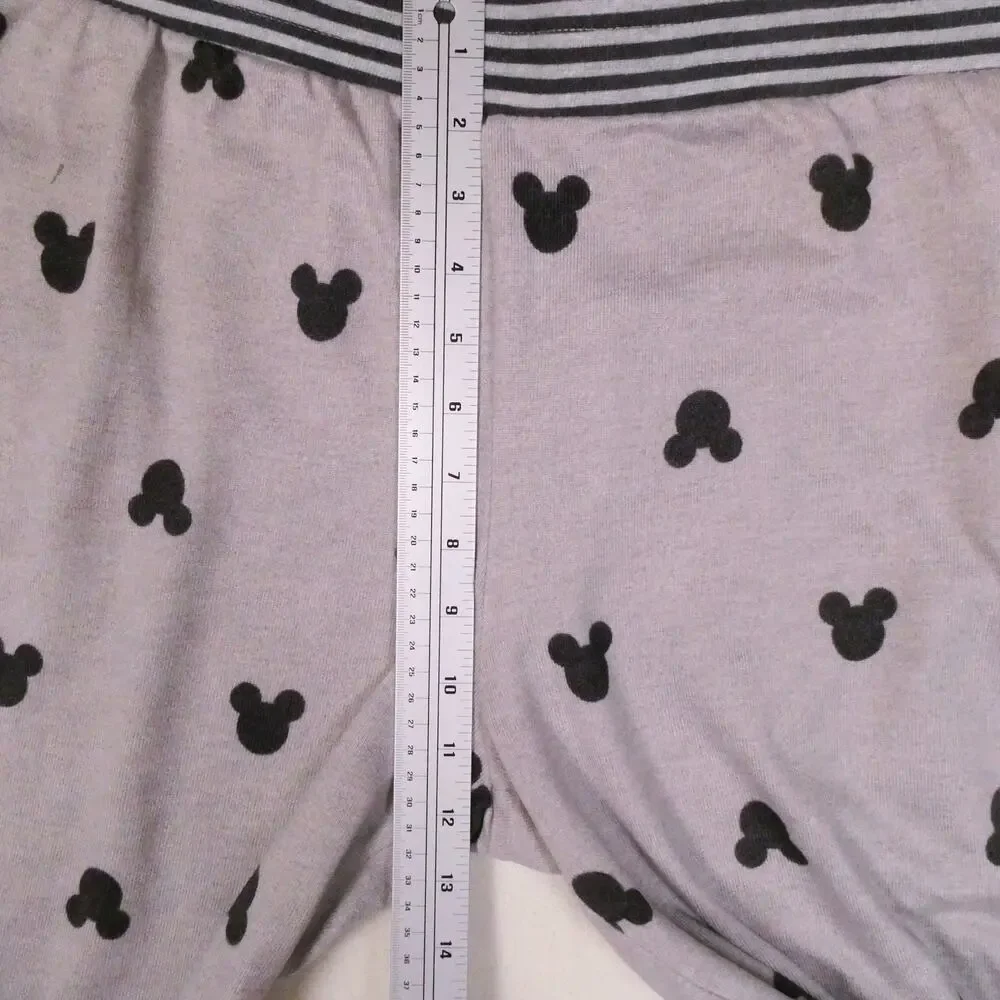 Disney Grey Black Mickey Mouse Pajamas Size L 2 Pc Set Soft Long Sleeve & Pants - Picture 7 of 12